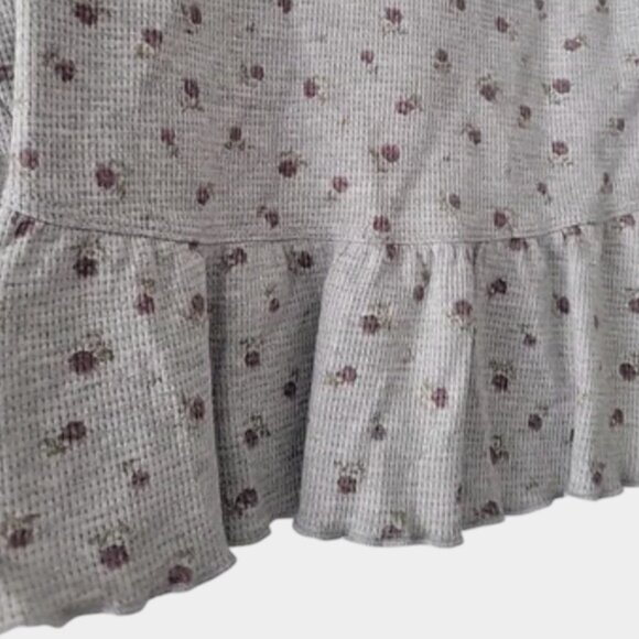 NWT Kirious Thermal Long Sleeve Crop Top M Waffle Knit Baby Doll Floral Print - Picture 9 of 9